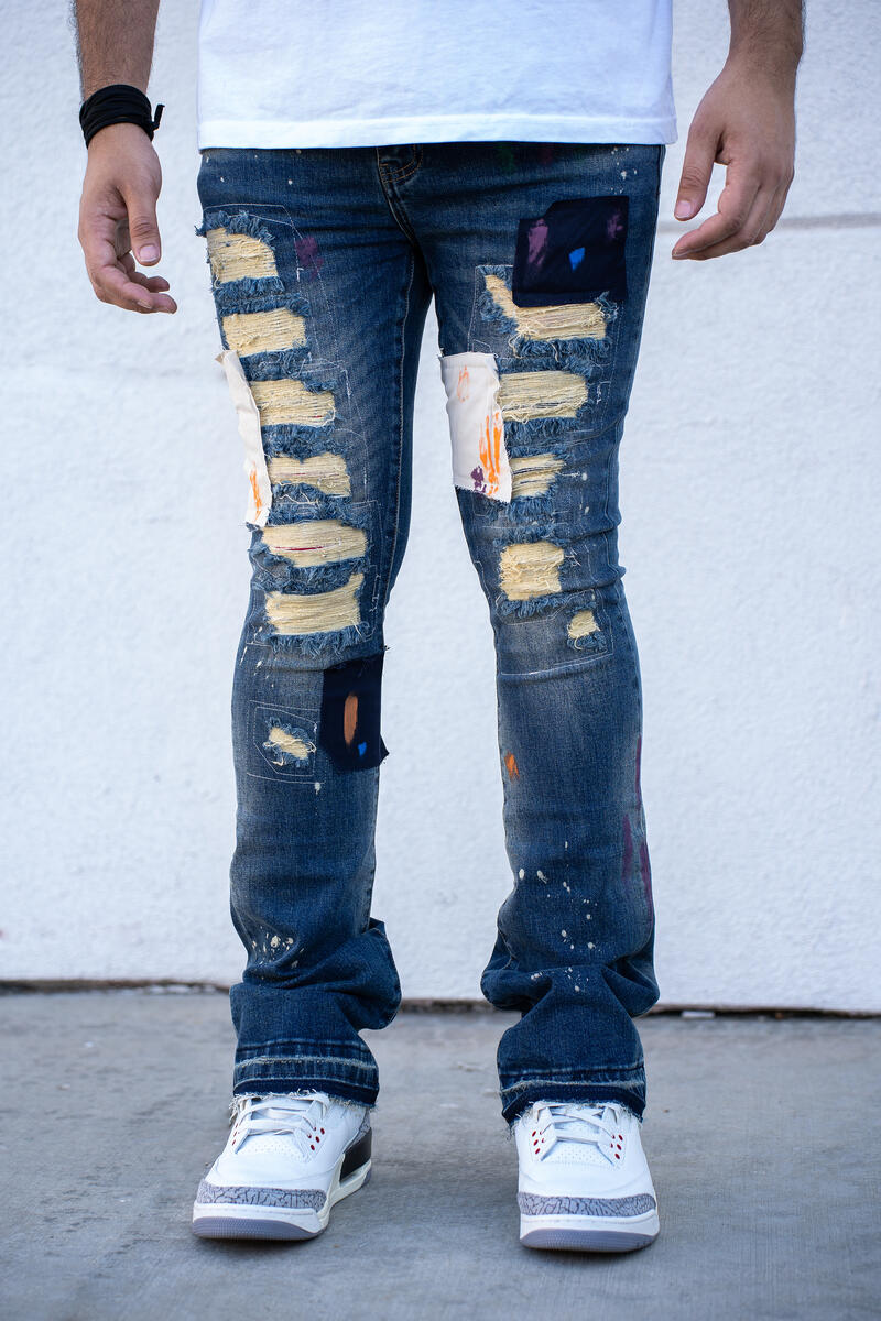 MOONBEAM STACKED PREMIUM DENIM-TAN BLUE