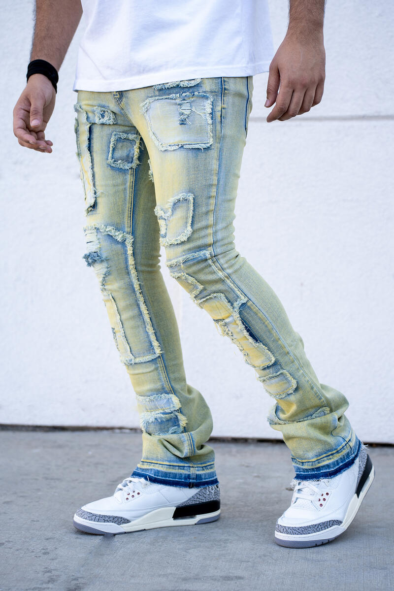 VIRTUOSO STACKED PREMIUM DENIM-TAN BLUE