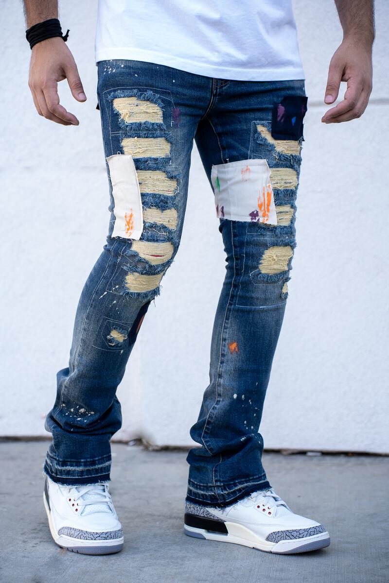 MOONBEAM STACKED PREMIUM DENIM-TAN BLUE