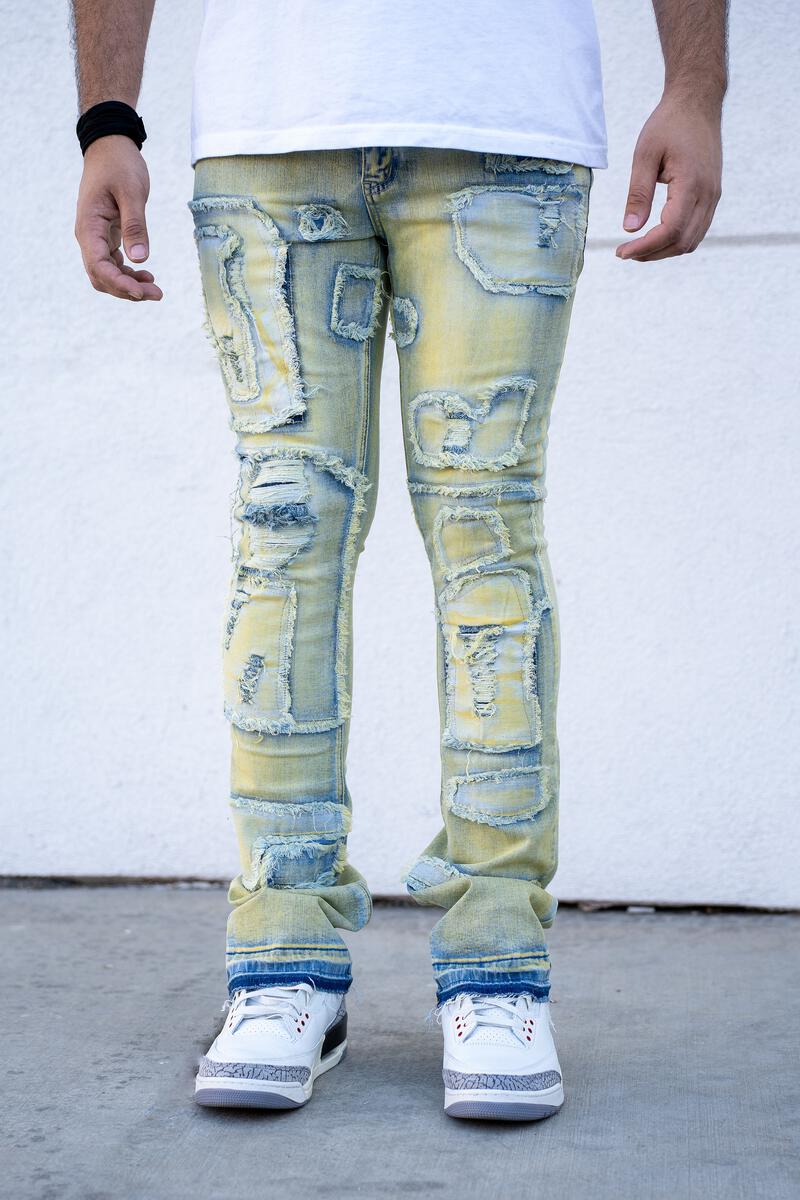 VIRTUOSO STACKED PREMIUM DENIM-TAN BLUE