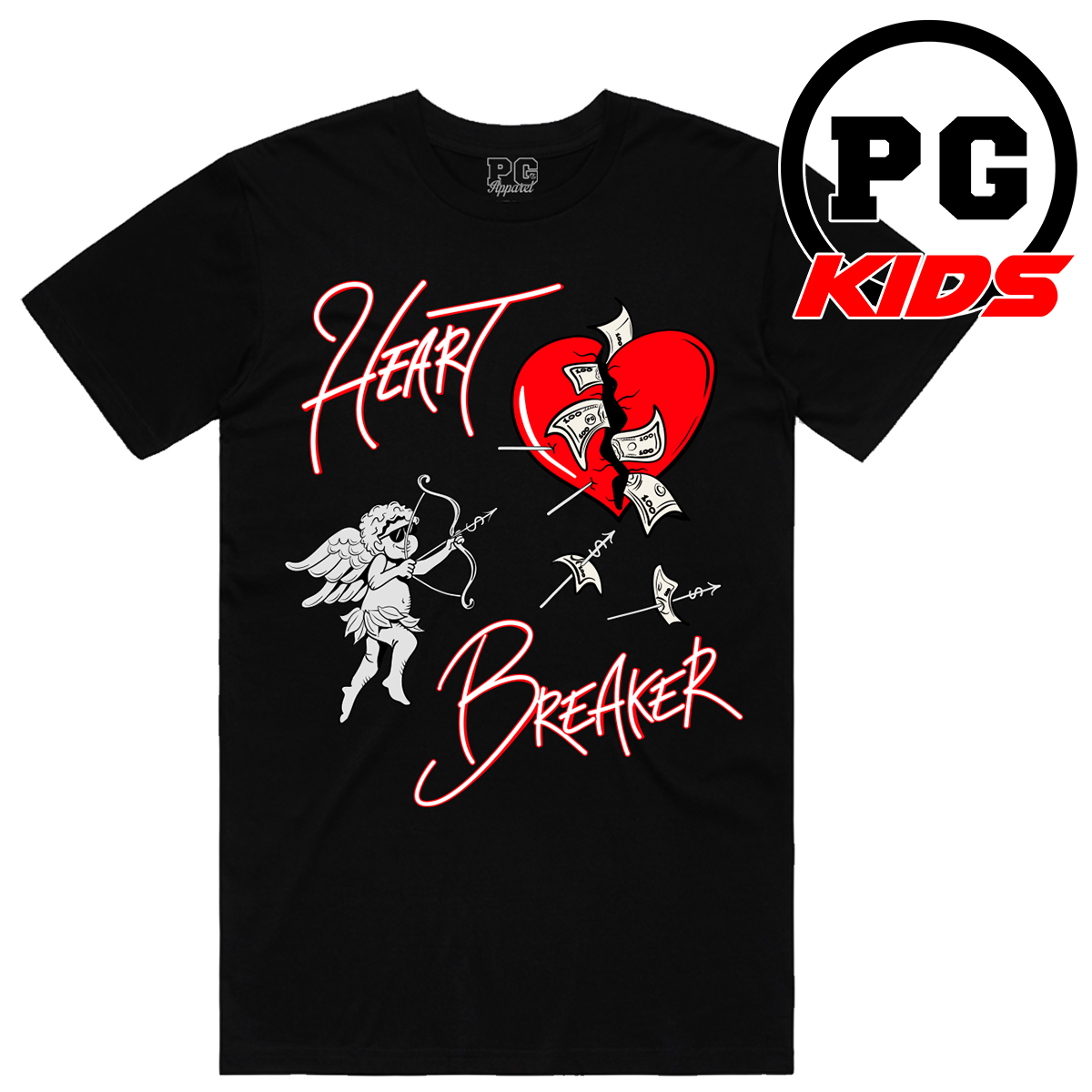 KIDS HEART BREAKER TEE - BLACK / RED
