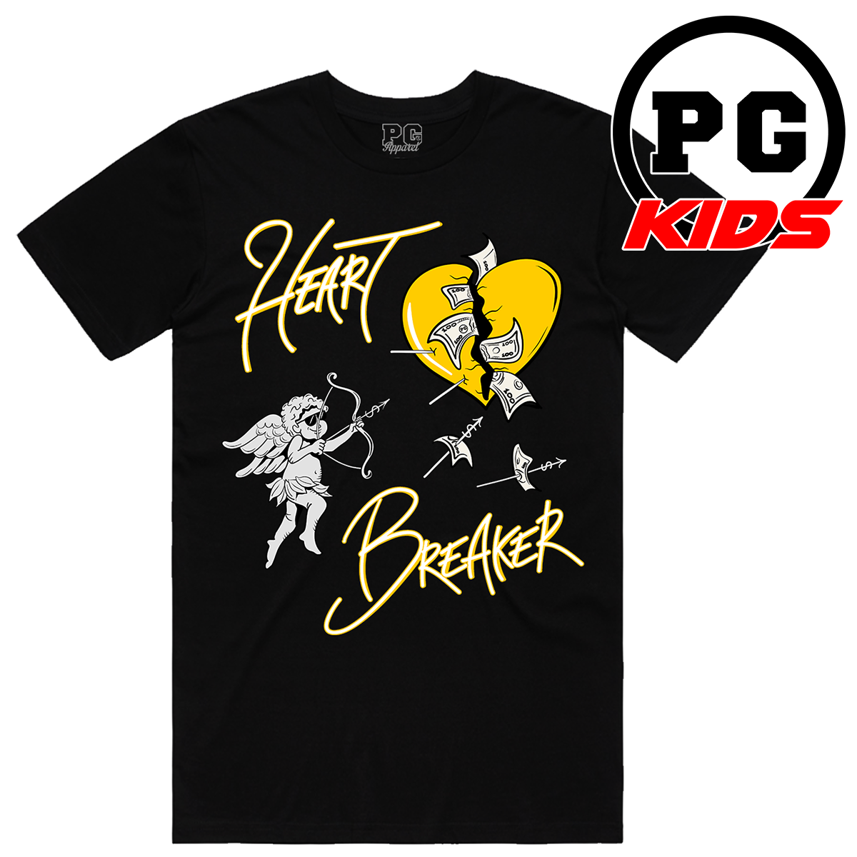 KIDS HEART BREAKER TEE - BLACK / YELLOW