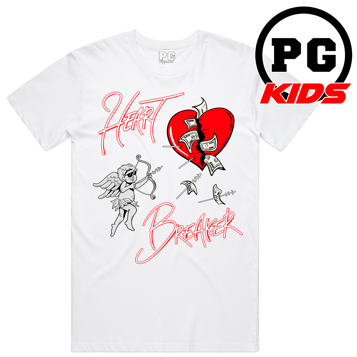 KIDS HEART BREAKER TEE - WHITE / RED