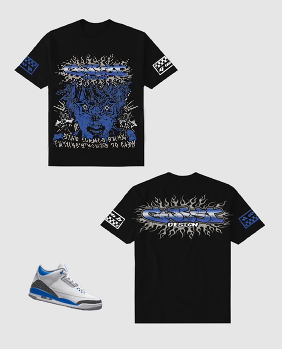 G WEST STARFLAMES TEE - BLACK