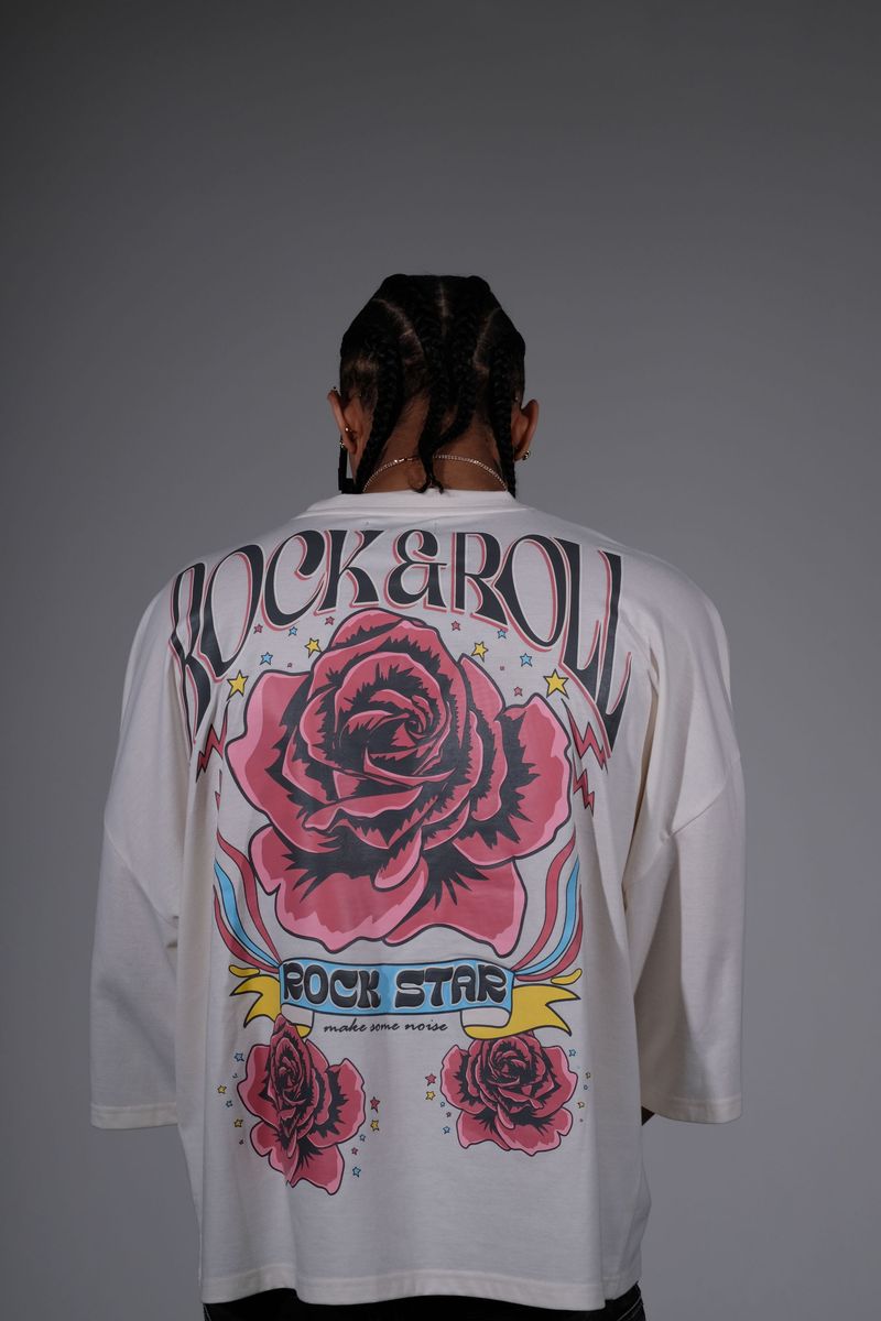 Rock & roll star tshirt- Cream