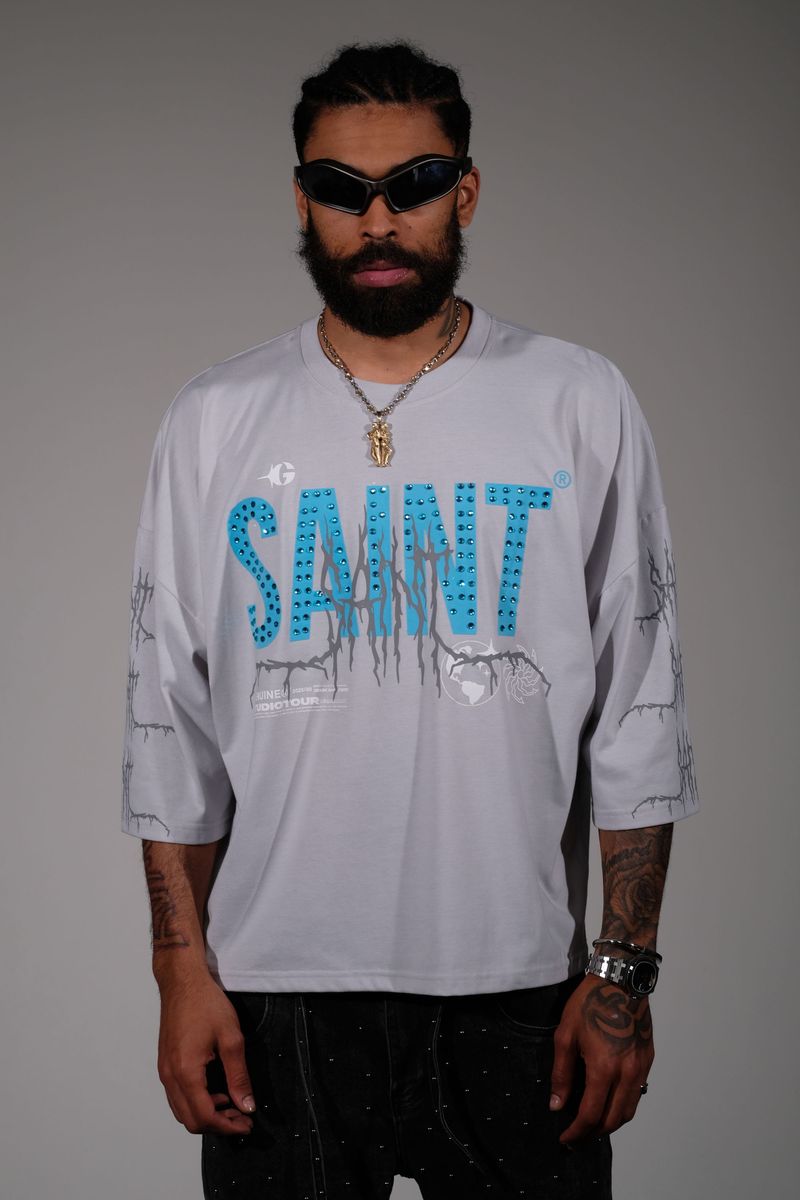 Saint Cropped T-shirt - LIGHT GREY