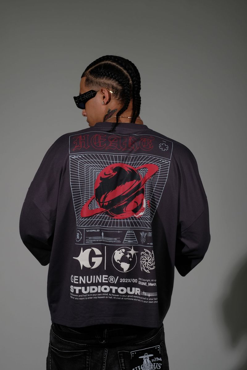 Heart Cropped T-shirt -CHARCOAL