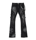 STACK DENIM W/ STUDDED SPIDER WEBS (VC690R BLACK)
