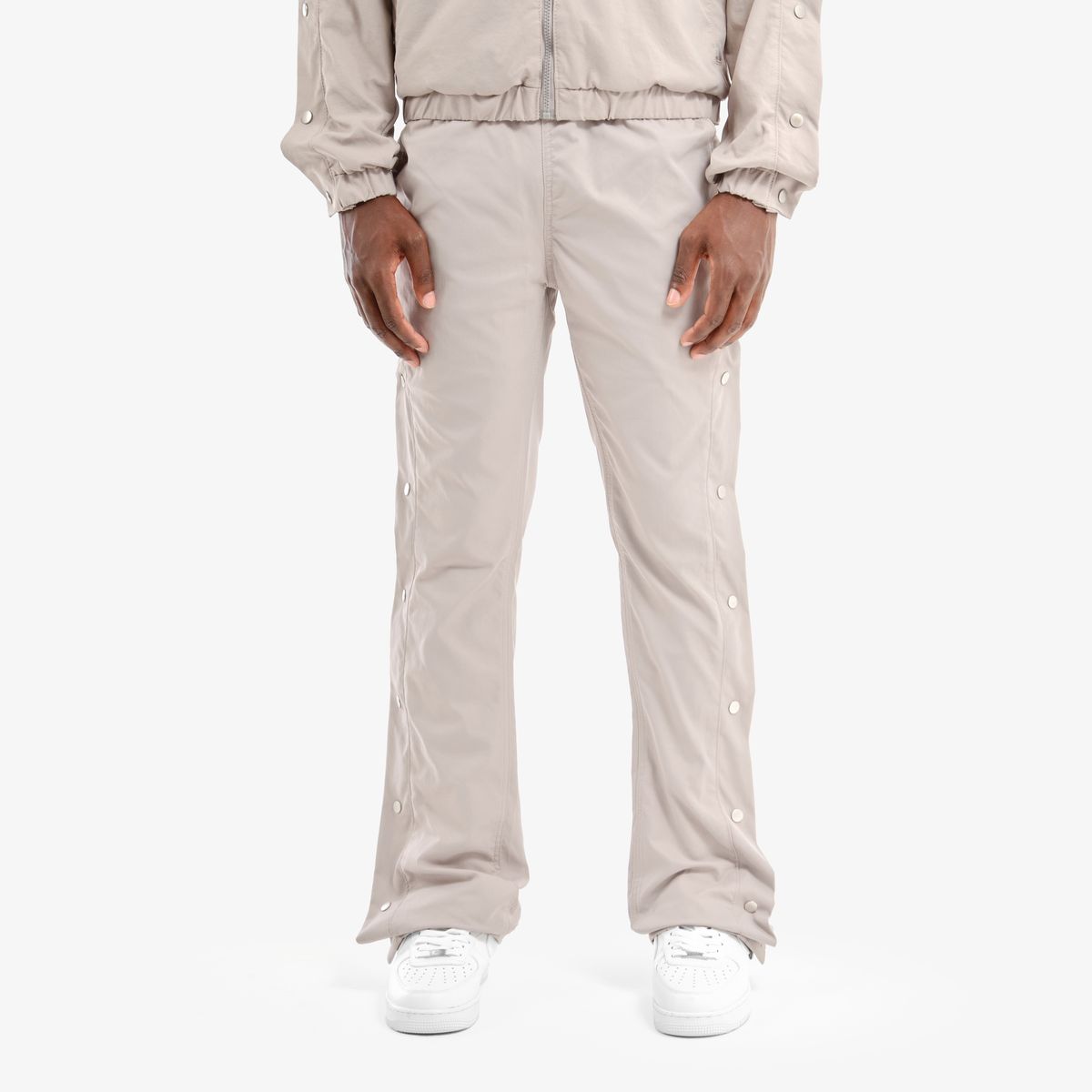 NYLON STACKED PANTS - GREY