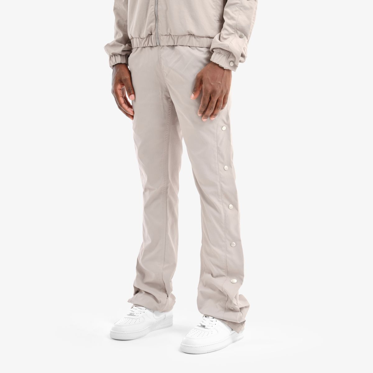 NYLON STACKED PANTS - GREY