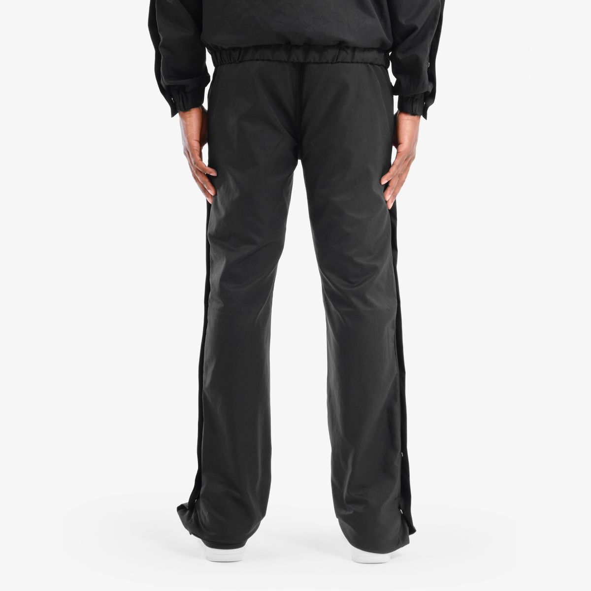 NYLON STACKED PANTS - BLACK