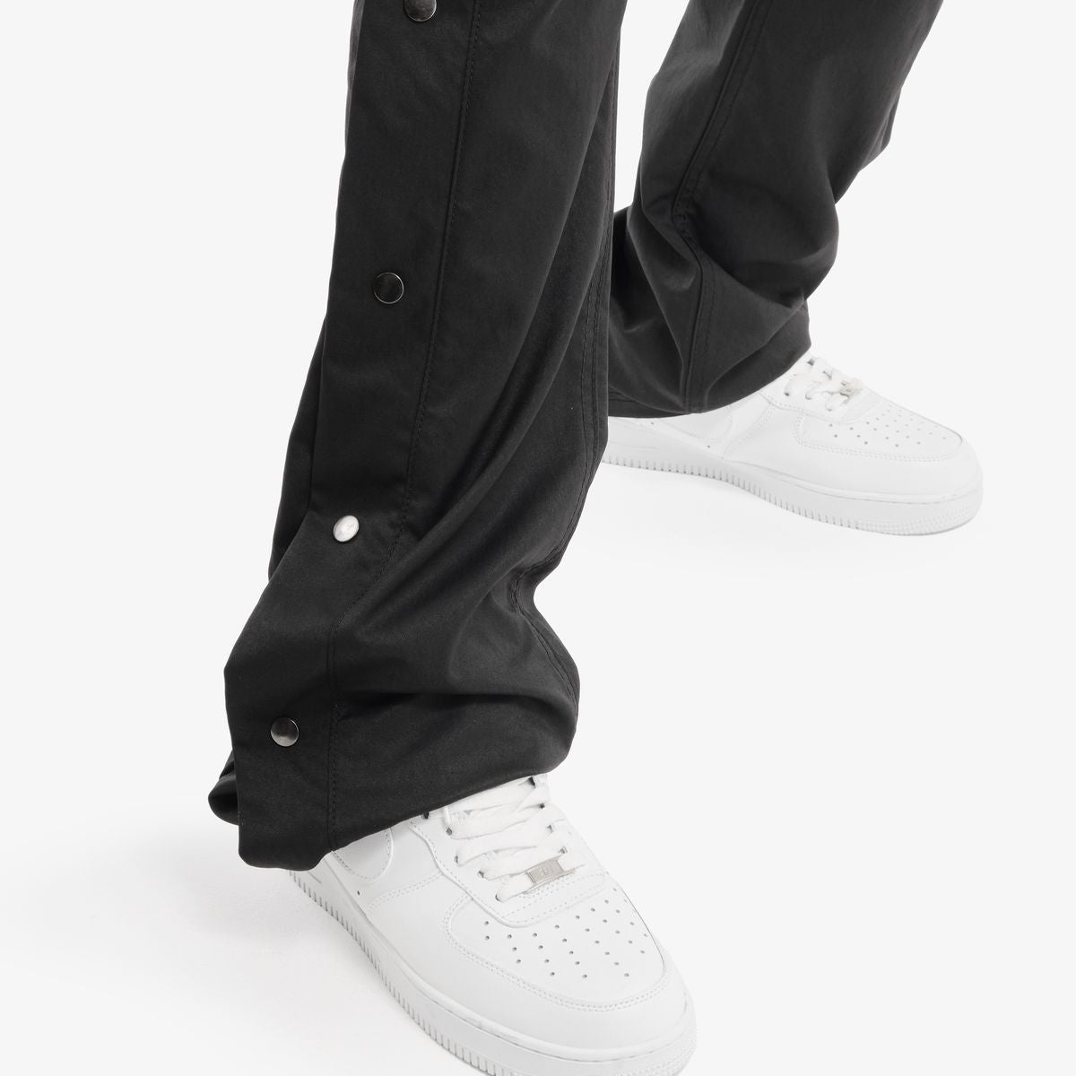 NYLON STACKED PANTS - BLACK