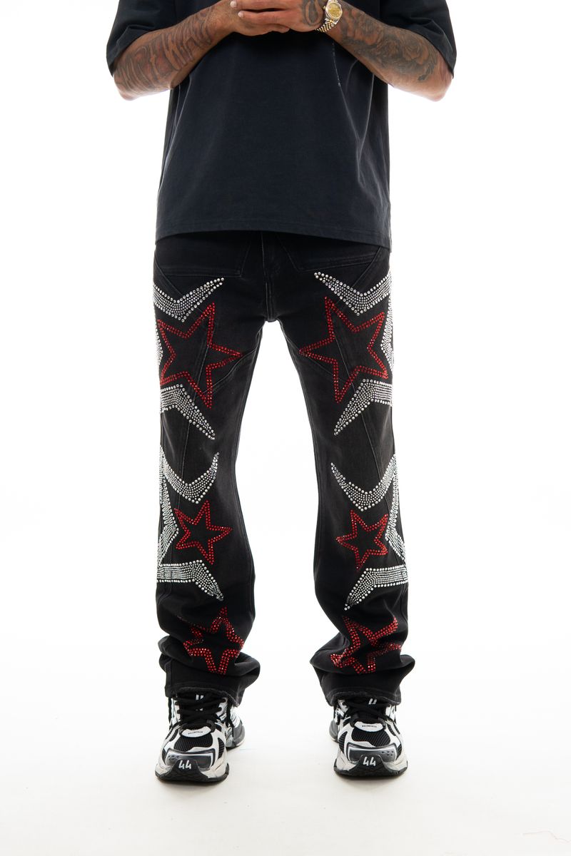 STAR EMBELLISHED RHINESTONE DENIM