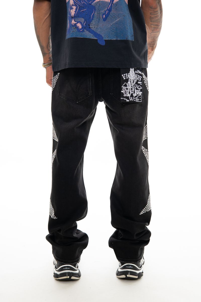 STAR EMBELLISHED RHINESTONE DENIM