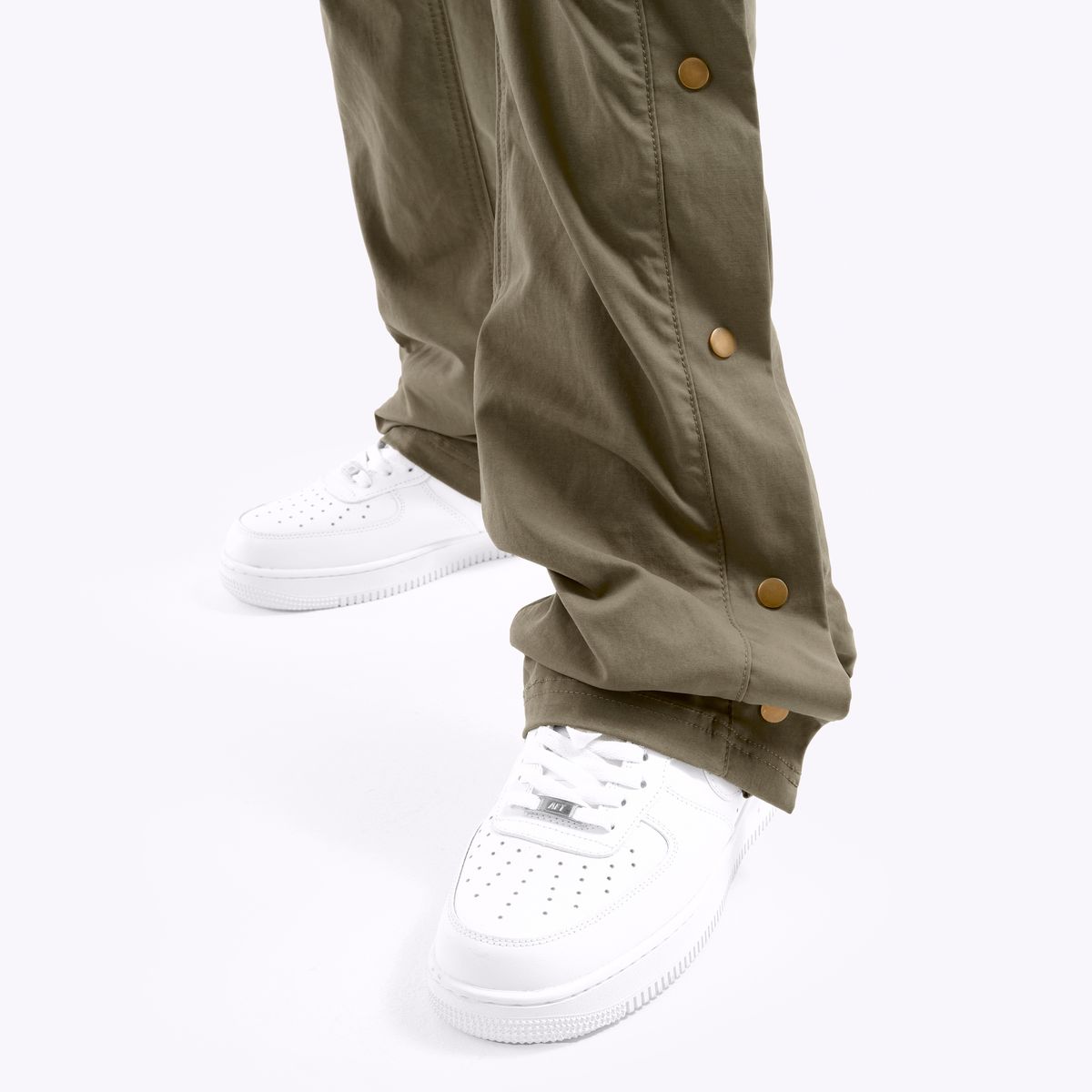 NYLON STACKED PANTS -OLIVE