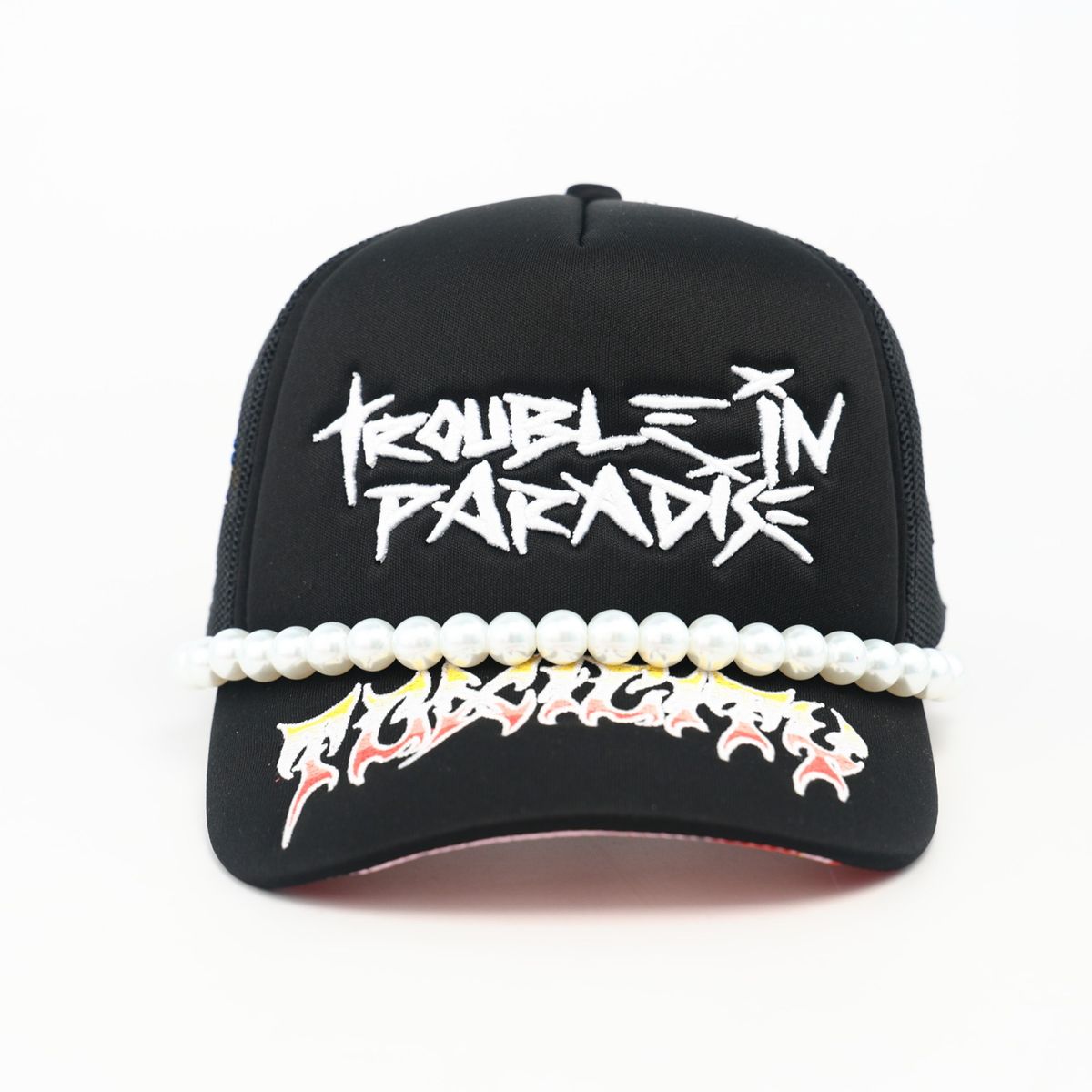 TROUBLE IN PARADISE TRUCKER HAT - BLACK