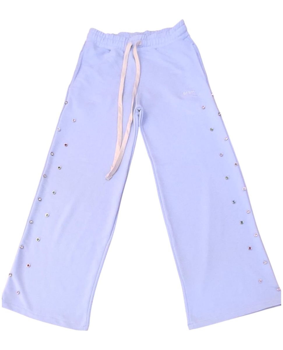 CAMPAIGN MULTI COLOR RHINESTONE SWEATPANT-SKY BLUE
