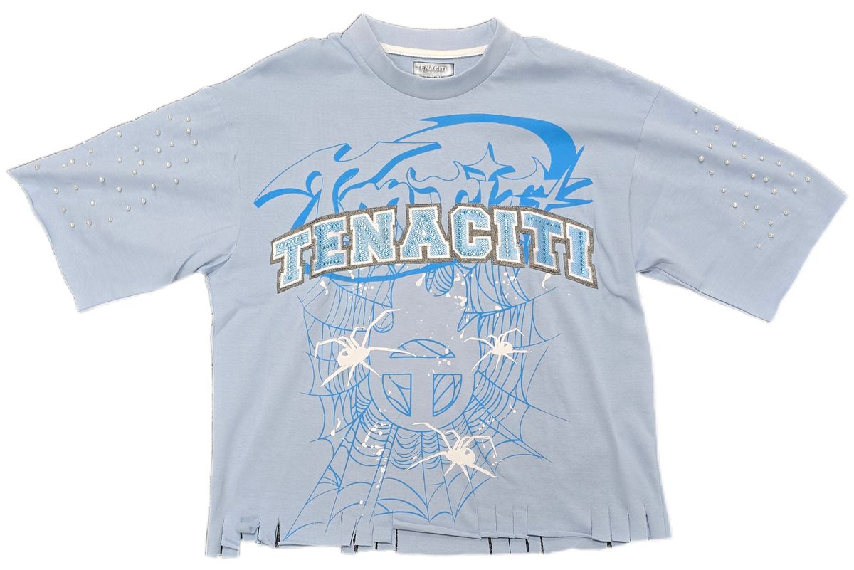 SPIDER PEARL TEE - LIGHT BLUE