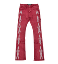 CARPENTER FLARE DENIM W/ RHINSTONE DETAILS (VC654 RED)