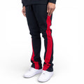 FLEECE BENT STRIPE PANTS- BLACK & RED