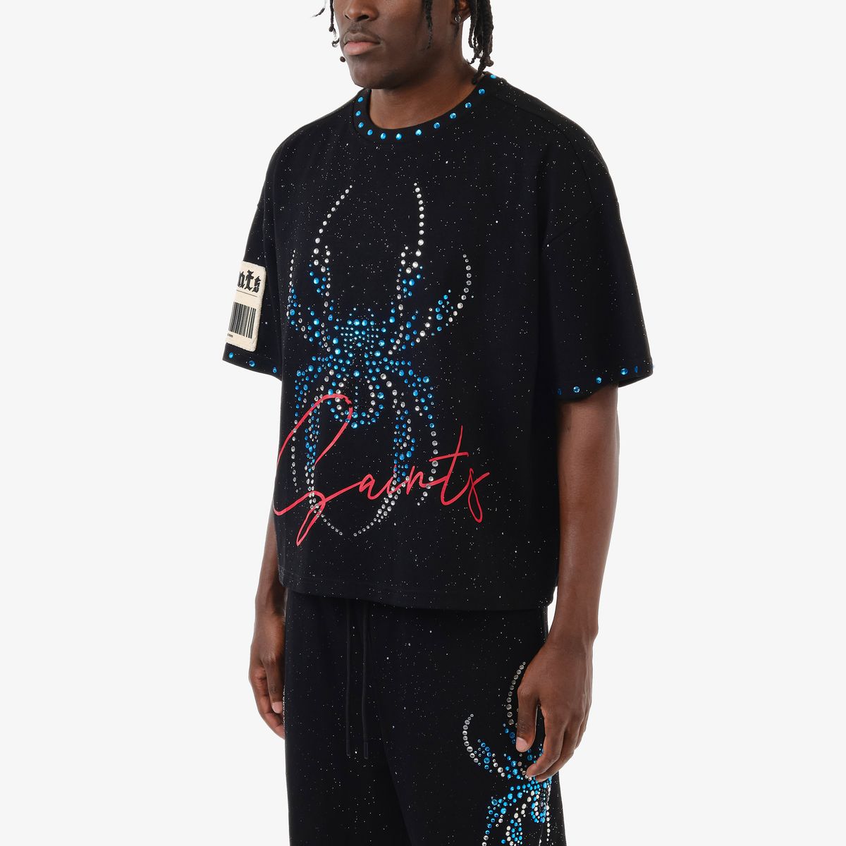 COPPER RIVET SPIDER TEE - BLACK