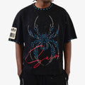 COPPER RIVET SPIDER TEE - BLACK