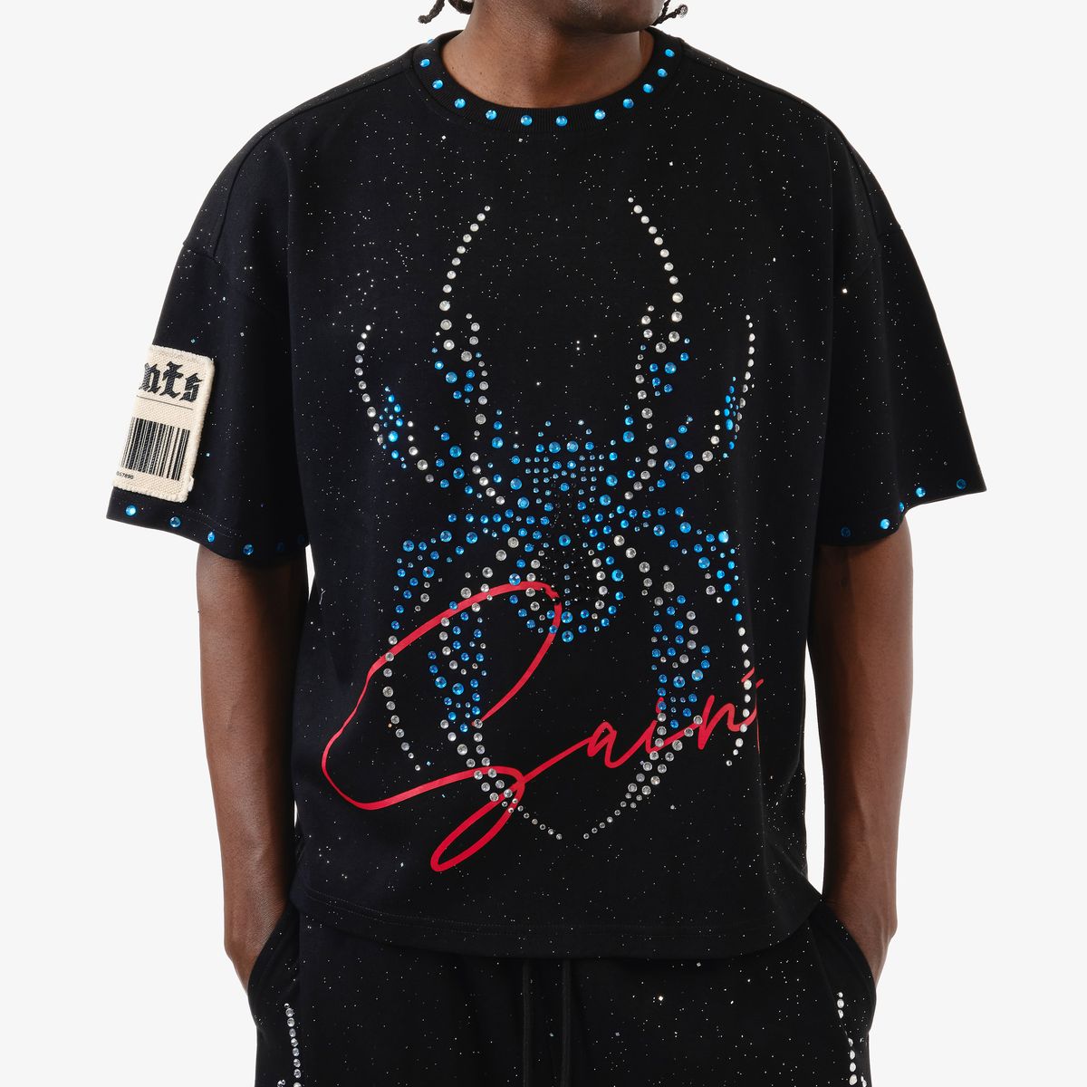COPPER RIVET SPIDER TEE - BLACK