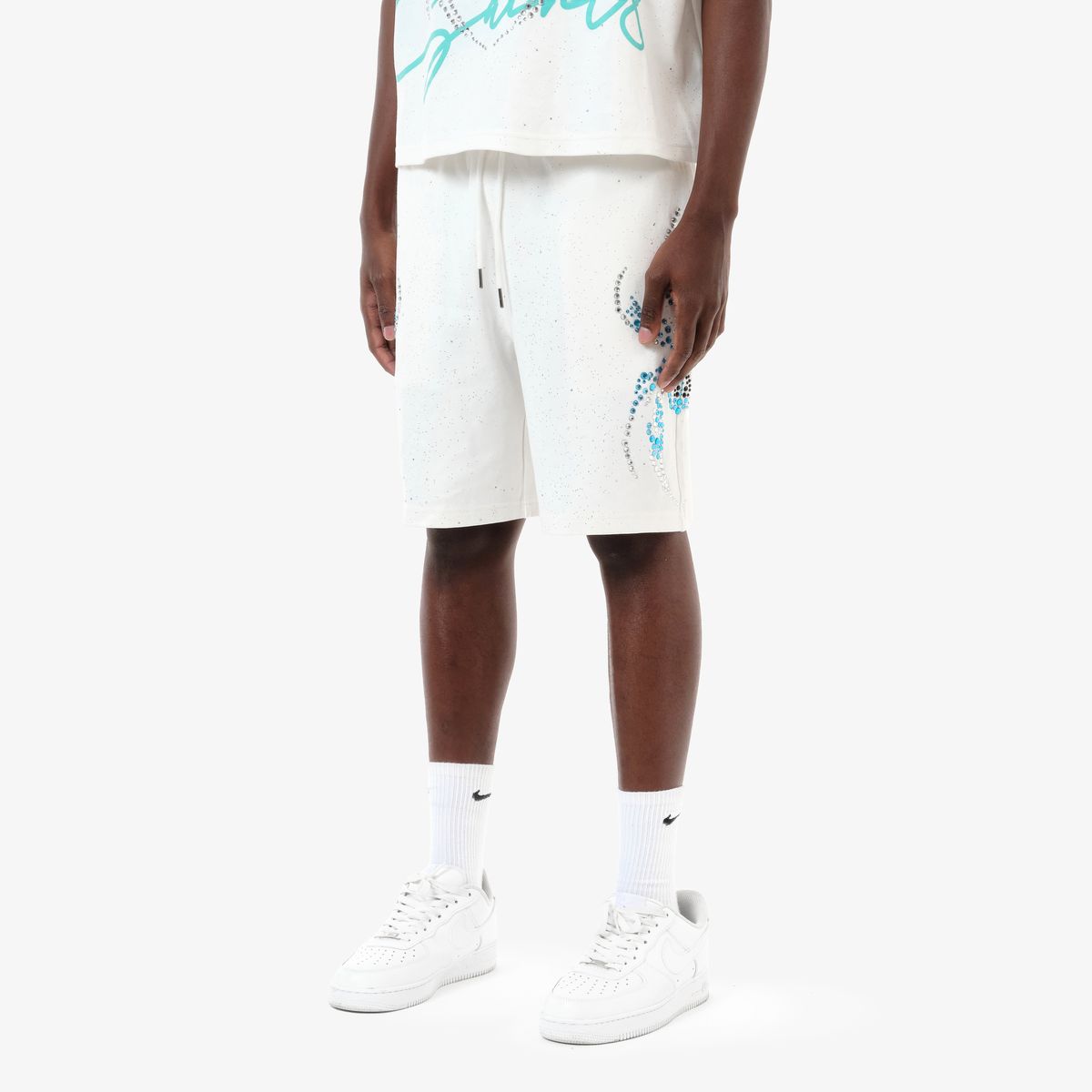 COPPER RIVET SPIDER SHORT - WHITE