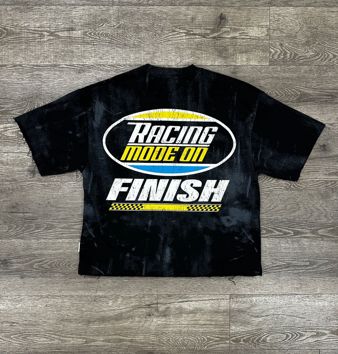 "SPEED" F-TERRY CROPPED T-SHIRT-BLACK
