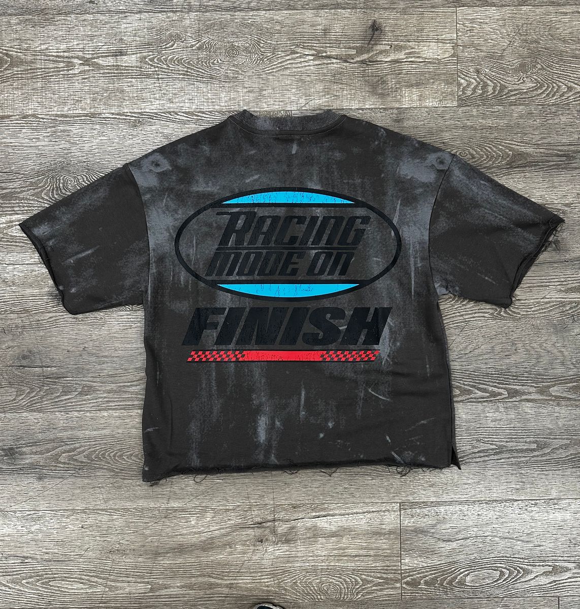 "SPEED" F-TERRY CROPPED T-SHIRT- GRAY