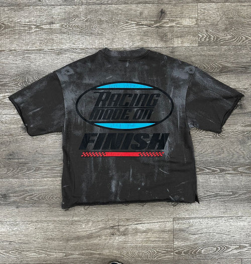 "SPEED" F-TERRY CROPPED T-SHIRT- GRAY