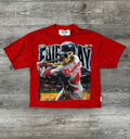 "FAIR PLAY" F-TERRY CROPPED T-SHIRT - RED