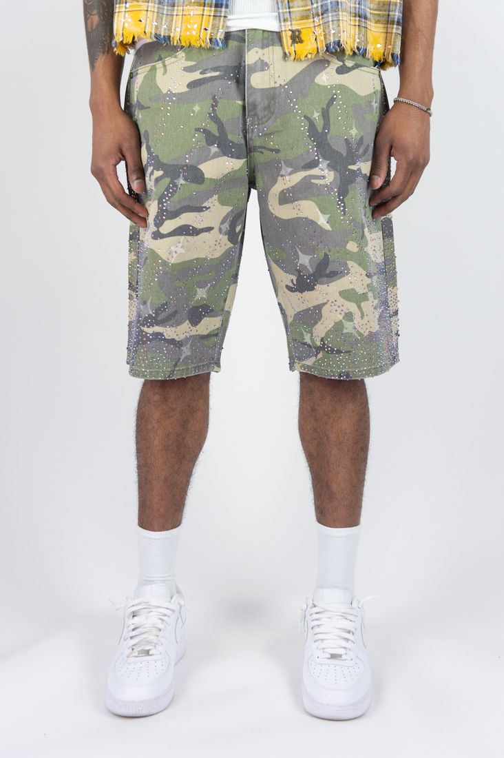 RAYS DENIM JORTS- CAMO