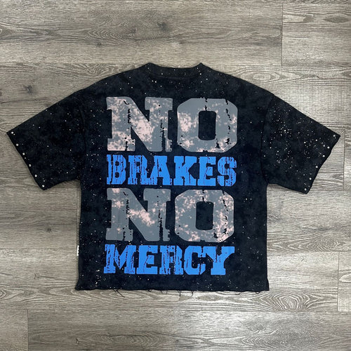 "NO BREAKES NO MERCY" F-TERRY CROPPED T-SHIRT