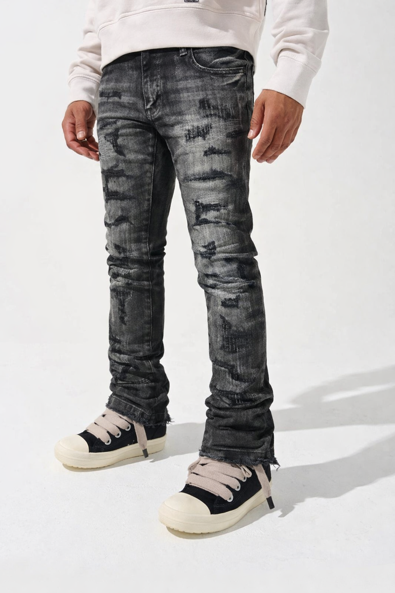 (DMT-1904 WSHBLK) DAMATI STACKED STICHED STRETCH DENIM