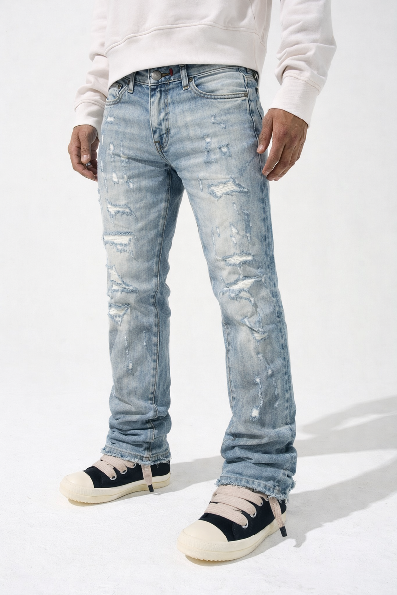 (DMT-1906 BLU) DAMATI STACKED DISTRESS STRETCH DENIM