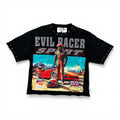 "EVIL RACER" F-TERRY CROPPED T-SHIRT - BLACK
