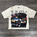 "LIVIN" F-TERRY CROPPED T-SHIRT - WHITE