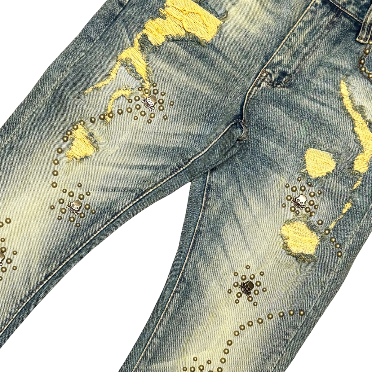EMBELLISHED FLARE DENIM / WITH LIGHT STUDED