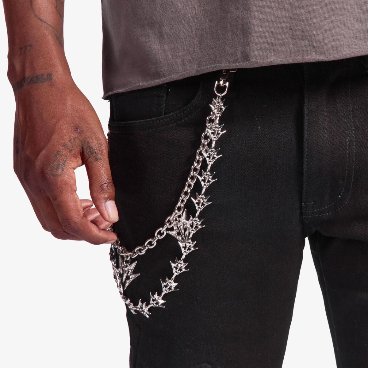 "NINJA" EMBOSSED JEANS (JET BLACK)
