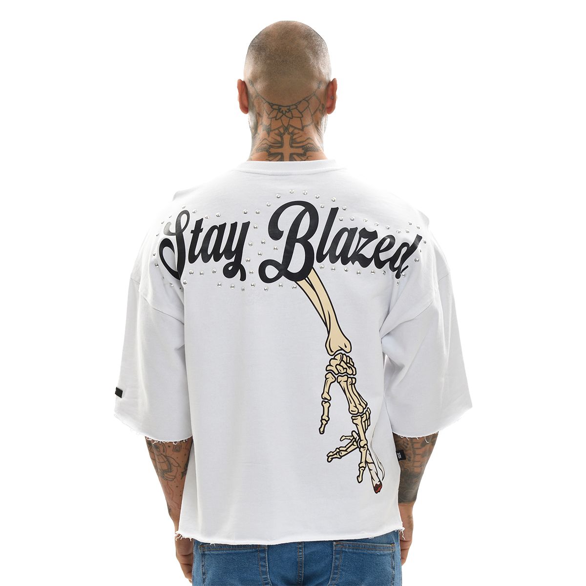 FALLEN RAW EDGE CROP TEE - WHITE