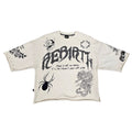 REBIRTH RAW EDGE CROP TOP TEE - CREAM