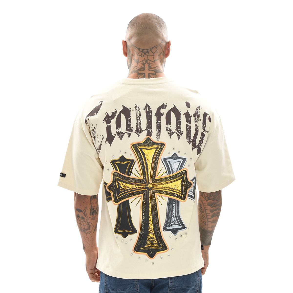 CRAYFAITH DROP SHOULDER TOP TEE - CREAM