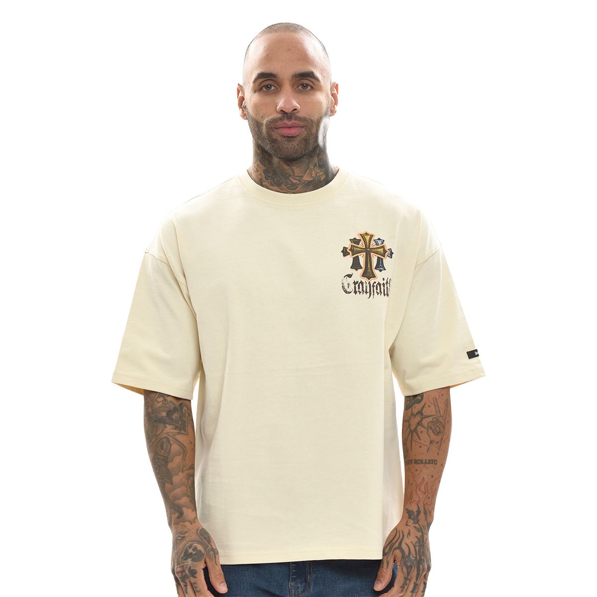 CRAYFAITH DROP SHOULDER TOP TEE - CREAM