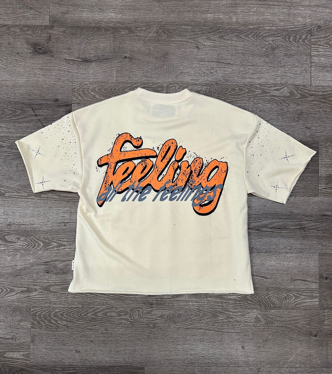 "FEELINGS" F-TERRY CROPPED TEE
