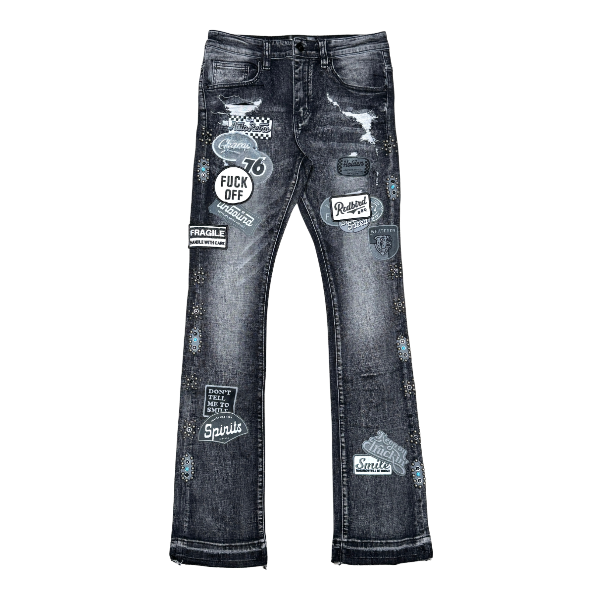 PREMIUM FLARE DENIM / PATCHES ALL OVER
