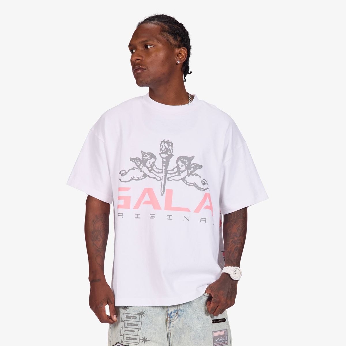 "GRAVEYARD" TEE (WHITE/PINK)