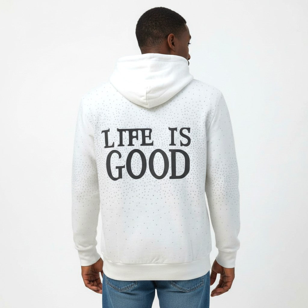 RST-402 WHITE LIFE IS GOOD DIAMONDS HOODIE - WHITE