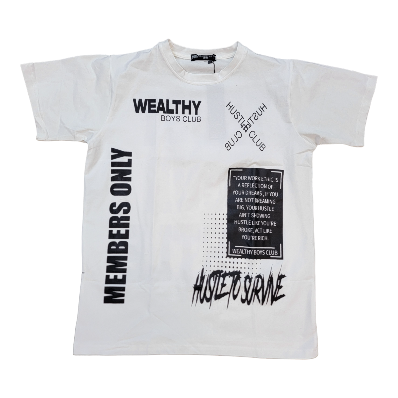 Kids Hustle Club Tee-White