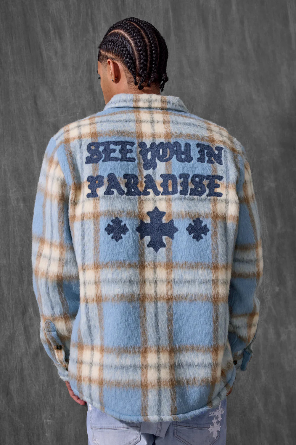 Paradise Flannel Shacket (Carolina Blue)